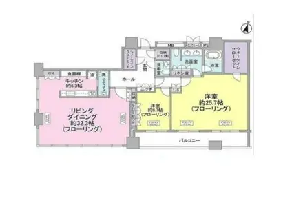 ブランズ ザ・ハウス一番町(2LDK/11階)の間取り写真