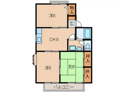 セジュール弐番館(3DK/2階)の間取り写真