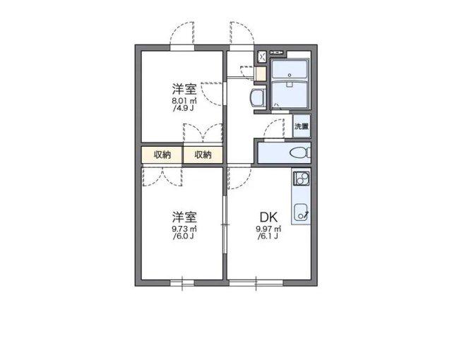 レオパレスKOBATA(2DK/1階)の間取り写真