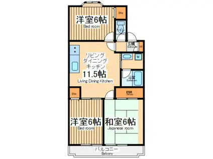 リーナハウス(3LDK/1階)の間取り写真