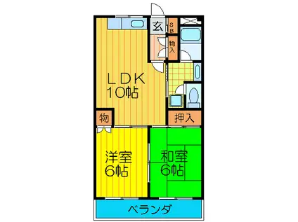 ファミーユ一ツ橋(2LDK/1階)の間取り写真
