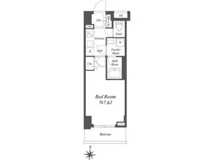 AIFLAT両国(1K/6階)の間取り写真