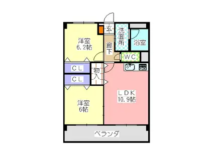 ヴィラージュ砂口(2LDK/1階)の間取り写真