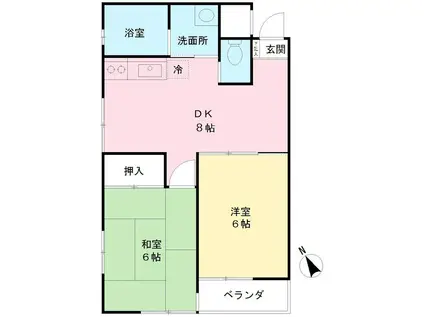 ハイム小林(2DK/2階)の間取り写真