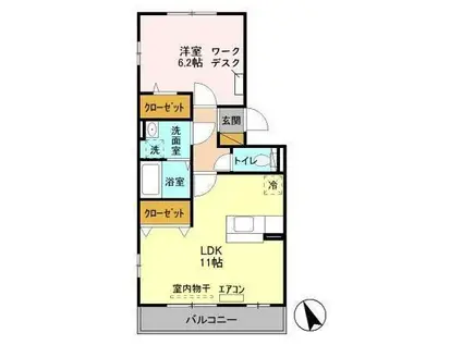 フェリーチェ ヴィータA(1LDK/2階)の間取り写真