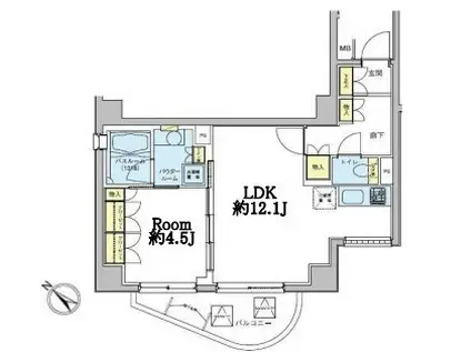 ドゥーエ五反田(1LDK/7階)の間取り写真