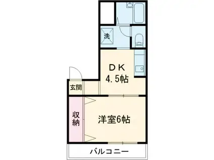 オレンジタウンA(1DK/1階)の間取り写真