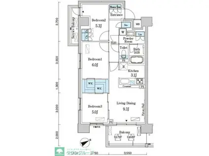 ベルヴュコート柏(3LDK/2階)の間取り写真