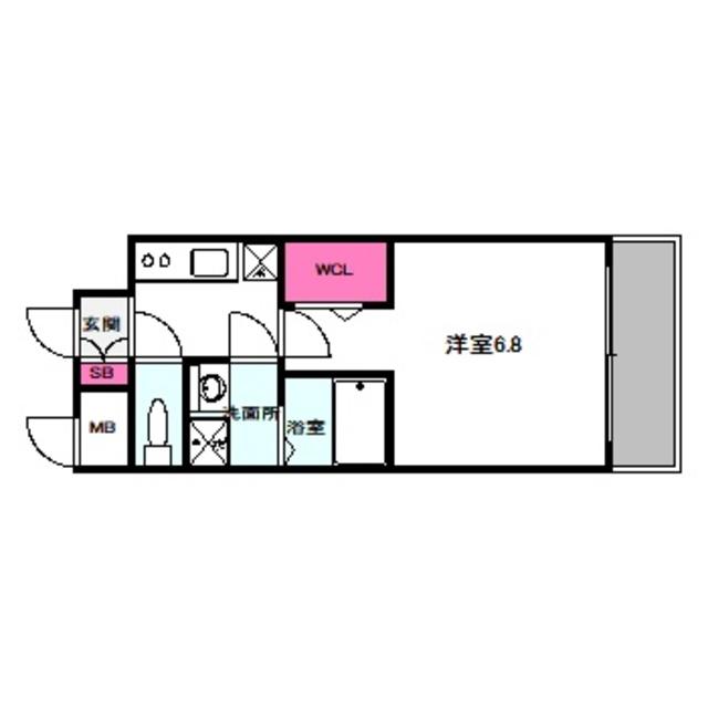 レジュールアッシュ桜宮リバーテラス(1K/9階)の間取り写真