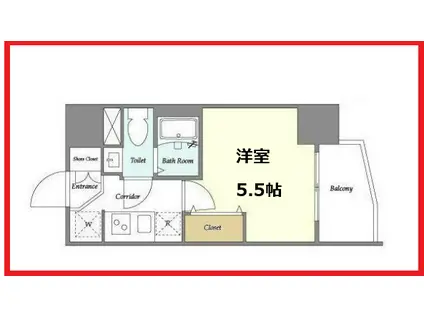 ラドゥセール四ツ木ウエスト(1K/6階)の間取り写真