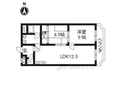 シャトー深草セカンド(2LDK/3階)の間取り写真