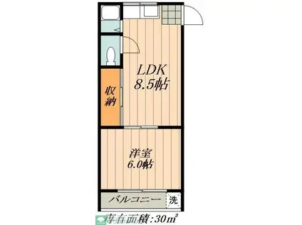 メゾンアオキ(1LDK/2階)の間取り写真