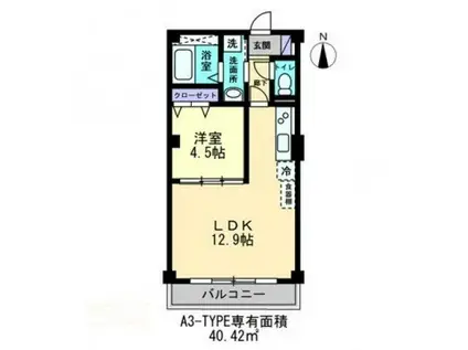 プランドールES(1LDK/2階)の間取り写真