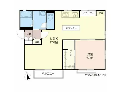 ディアス新川(1LDK/1階)の間取り写真