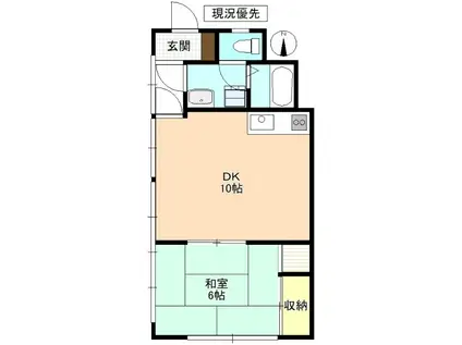 タウンハイツ花田(1DK/2階)の間取り写真