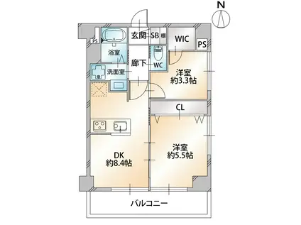 マンション築地(2DK/5階)の間取り写真
