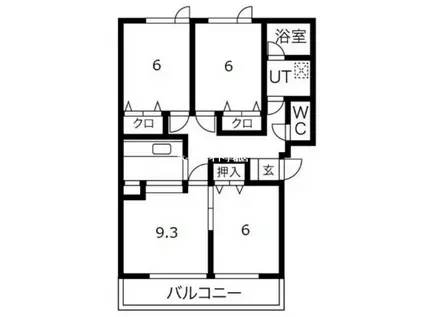 グレープヒル富丘I(3LDK/3階)の間取り写真