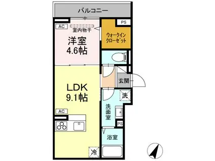 D-COMODO深大寺北町(1LDK/3階)の間取り写真