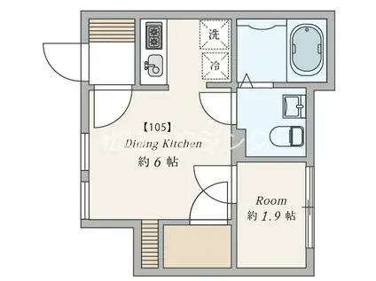 AW中野松が丘(1DK/1階)の間取り写真