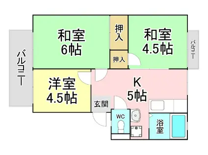 メイプルハイツ(3K/2階)の間取り写真