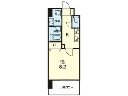 ELGRAND下通(1K/4階)の間取り写真