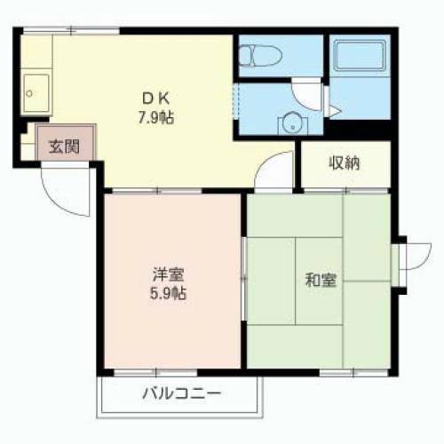 コーポひまわりA(2DK/2階)の間取り写真
