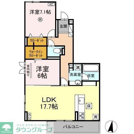 SINFARIA六本松(2LDK/3階)の間取り写真