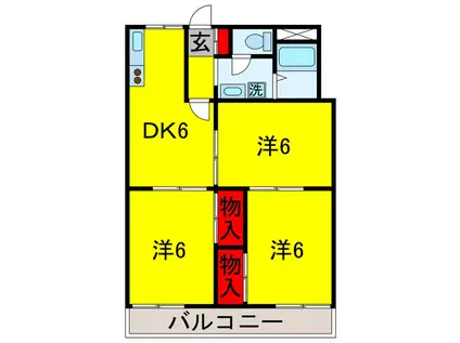 パークサイドハイツ1号(3DK/2階)の間取り写真