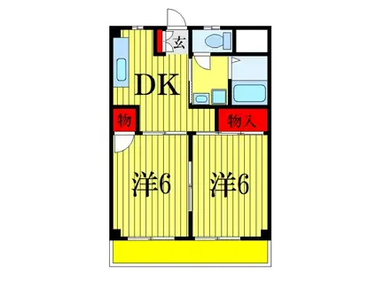 サンライト市川(2DK/2階)の間取り写真
