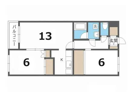 ドエル西町(2LDK/2階)の間取り写真