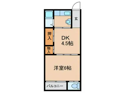 明美マンション(1DK/3階)の間取り写真