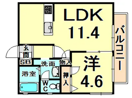 ノゾミハイツ(1LDK/2階)の間取り写真