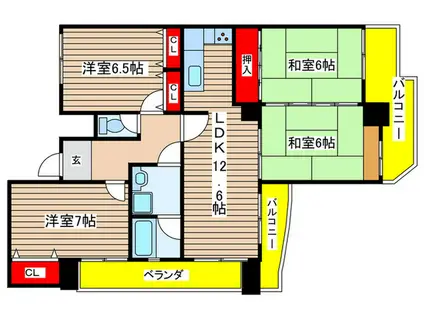 ユニーブル植田パーク(4LDK/9階)の間取り写真