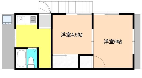 所沢サンハイム(2K/2階)の間取り写真
