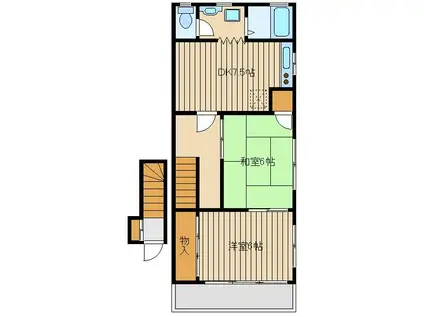 橋本アパート(2DK/2階)の間取り写真