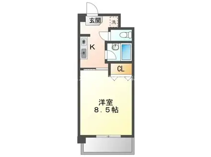 ジナ東海II(1K/3階)の間取り写真