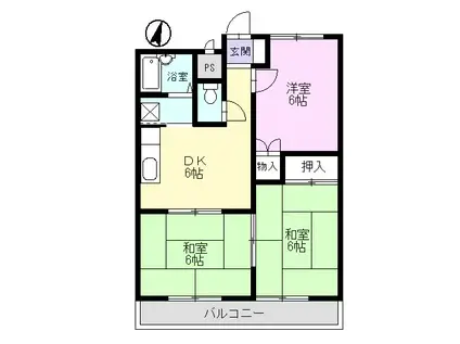 ジョイライフ手賀野(3DK/3階)の間取り写真