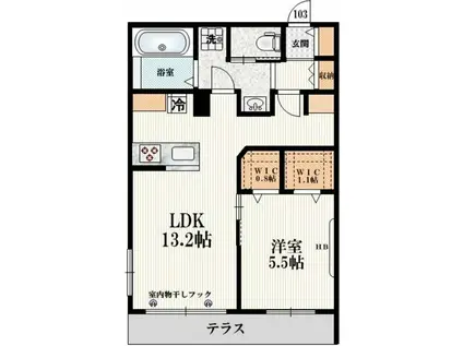 けやきヒルズイースト(1LDK/1階)の間取り写真