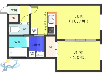 ドルチェヴィータ(1LDK/3階)の間取り写真