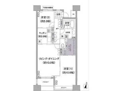 アビティ目黒(2LDK/3階)の間取り写真