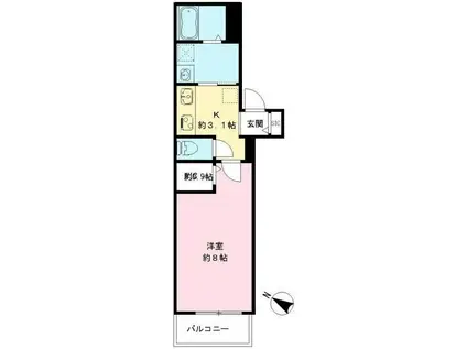 LUMORA玉南(1K/3階)の間取り写真