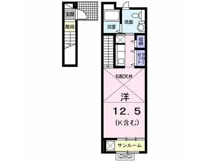 アン・ジェルメ(ワンルーム/2階)の間取り写真