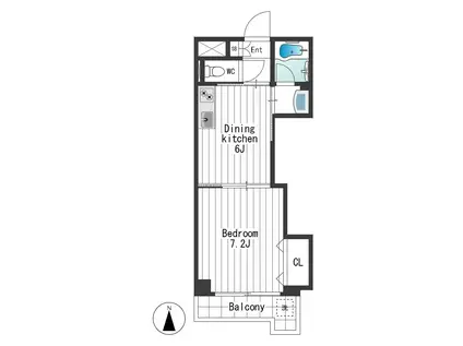 三ツ木富士見町マンション(1DK/3階)の間取り写真
