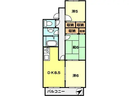 T-NET ロビンハイツ(3LDK/2階)の間取り写真