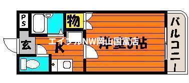 パルミラ津高(1K/2階)の間取り写真