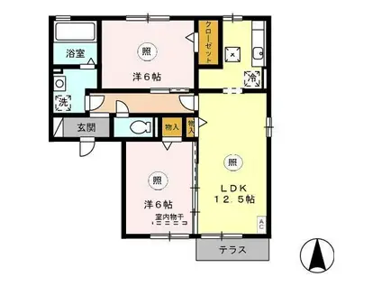 メゾン・グレイスA棟(2LDK/1階)の間取り写真