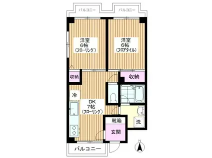 浅見マンション(2DK/4階)の間取り写真