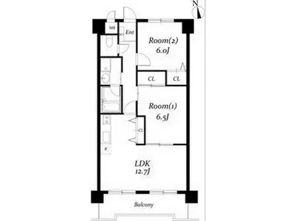 パラシオン車道(2LDK/4階)の間取り写真