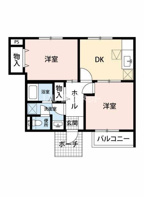 クレスト-ル桜(2DK/2階)の間取り写真