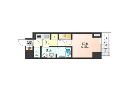 S-RESIDENCE福島玉川TRES(1K/4階)の間取り写真